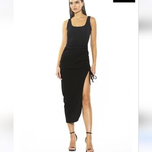 NWT Alexia Admor Danika Ruched Maxi Dress with Adjustable Leg Slit